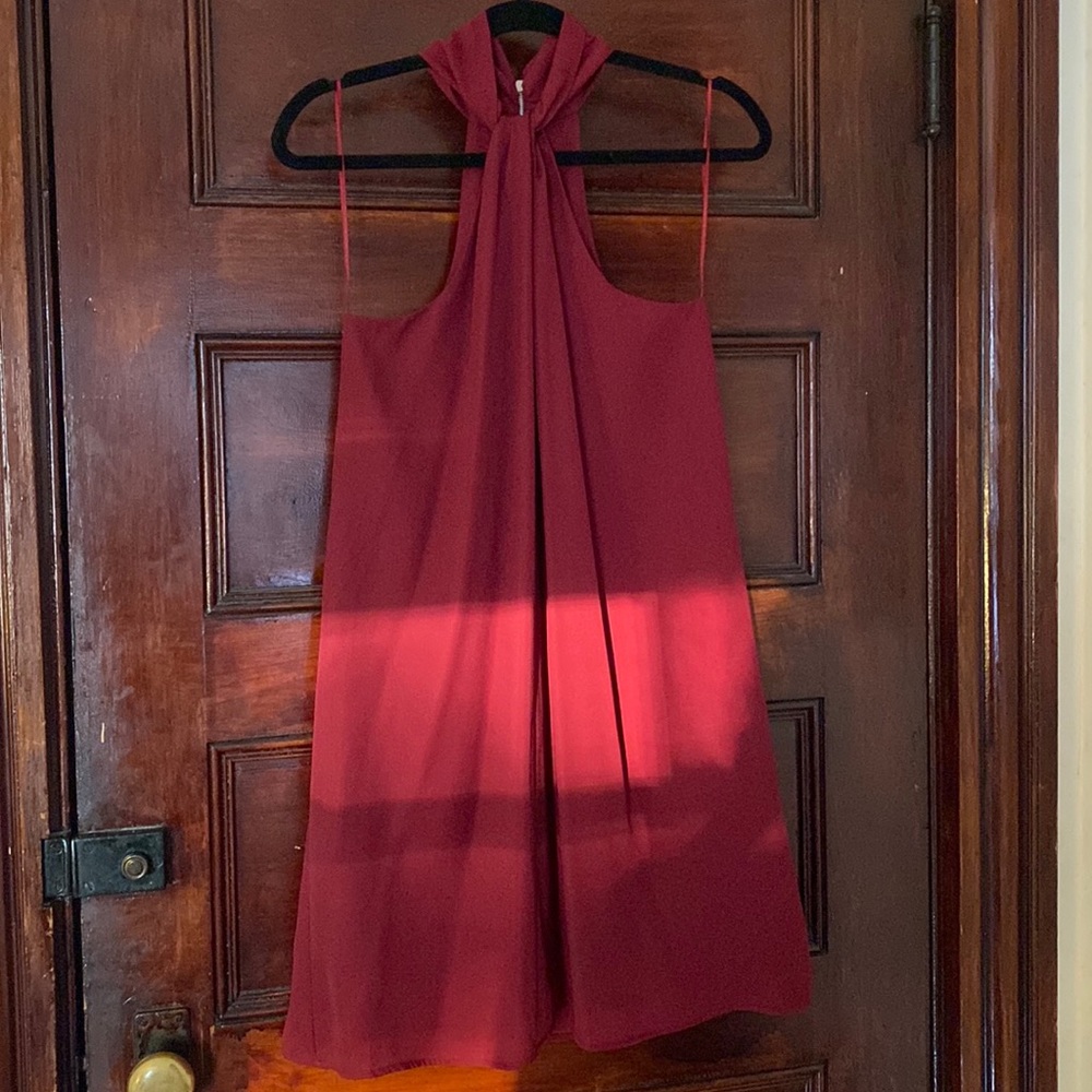 High neck red dress